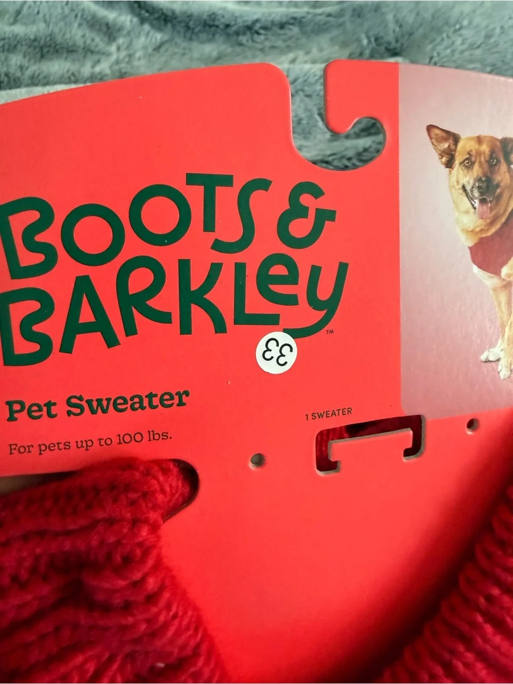 Boots & Barkley XL Dog Sweater Red Cable Knit Winter - For Dogs Up To 100 Lbs.
